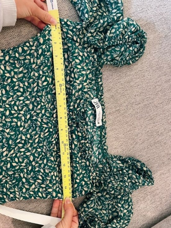 Zara Green Floral Off-Shoulder Dress - Picture 6 of 6